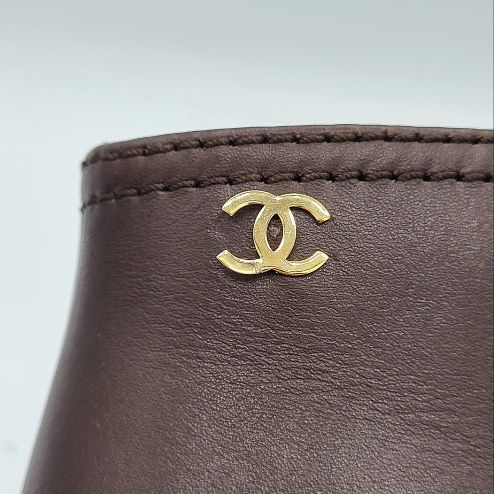 SOLD! CHANEL Lace-up Lug Sole Leather Ankle Boots Brown Booties 39.5 - Picture 11 of 16